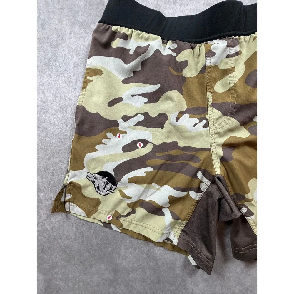 TacHuntFish Mens Medium Athletic Shorts Desert Camo 6 Inch Inseam Hunting